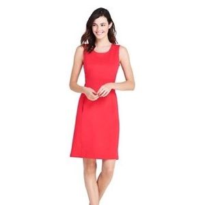 Lands End Red Sleeveless Ponte Knit Sheath Dress